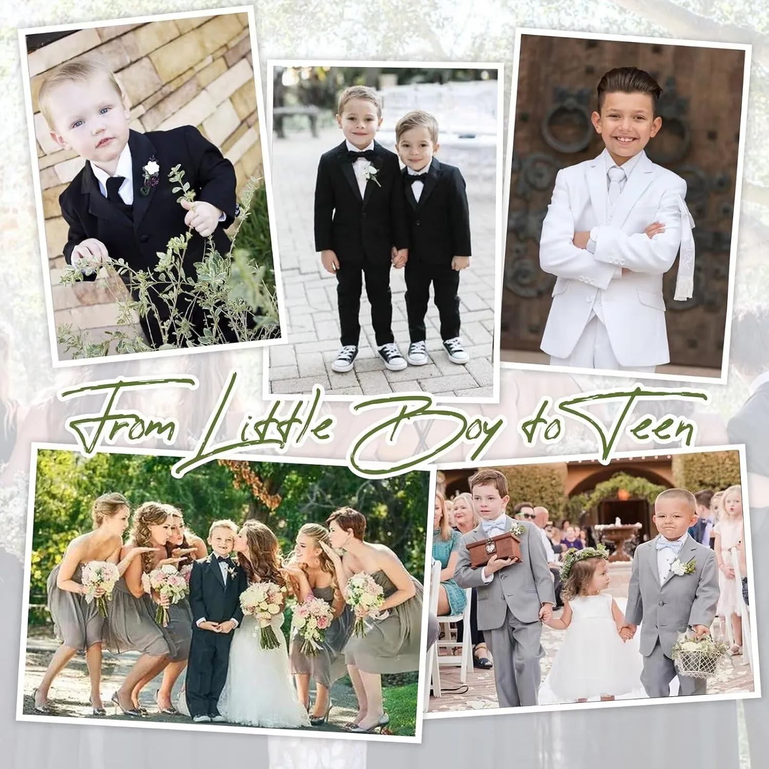 Boys Suit for Kids 6 Pieces Formal Dresswear Set Teen Boys Tuxedo Suits for Wedding Graduation