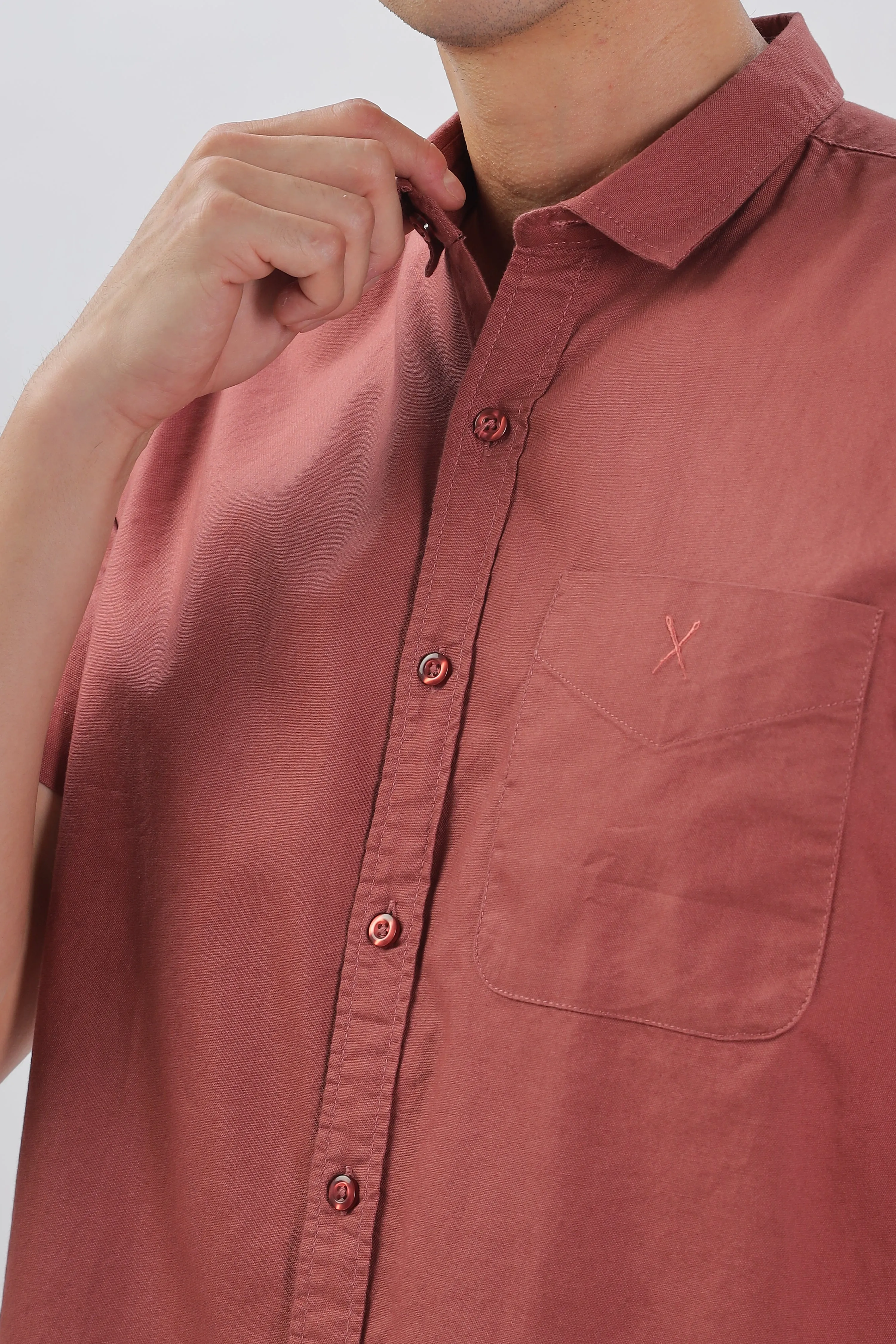Brick Red Half Sleeve Regular Fit Shirt