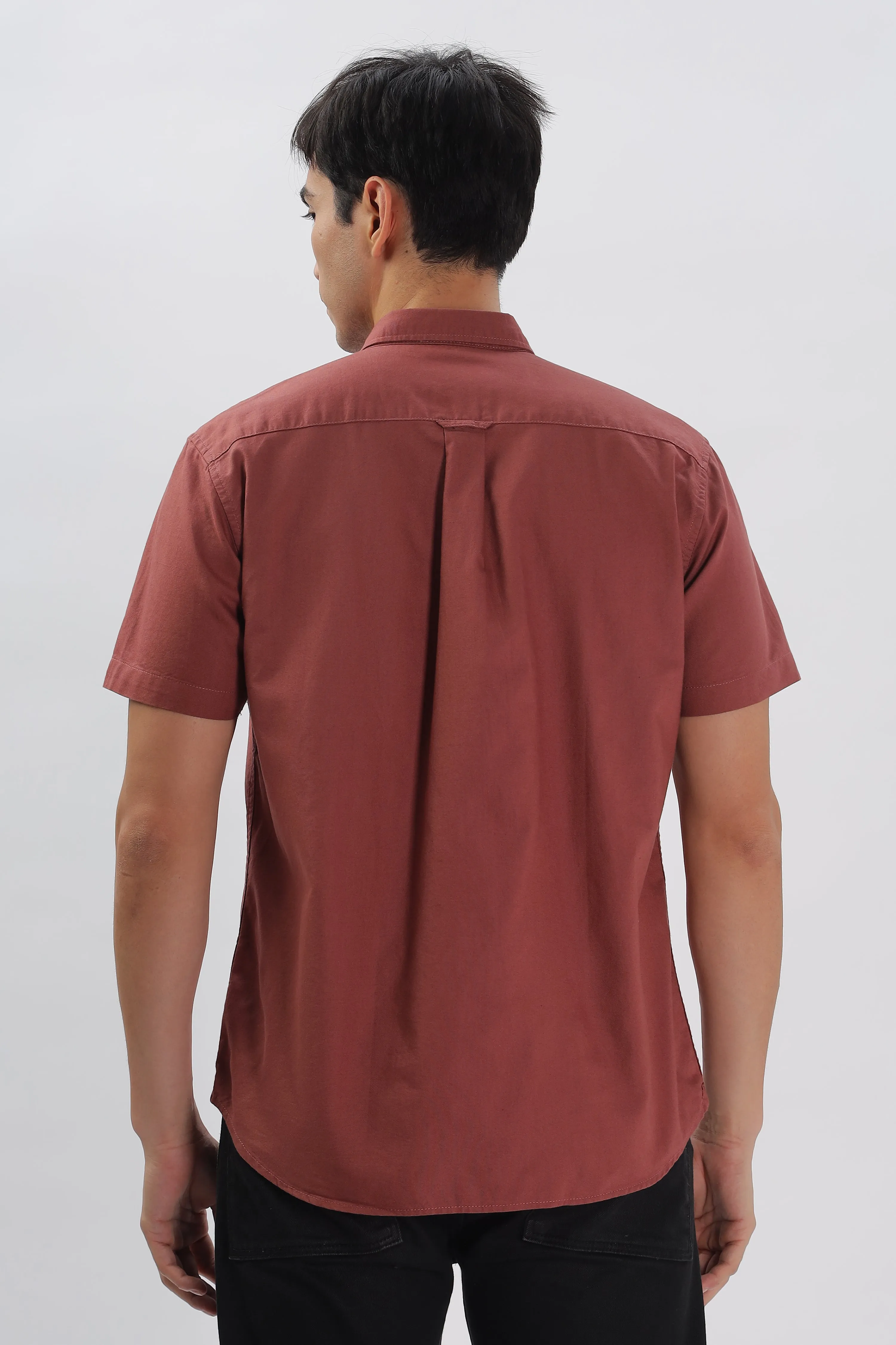 Brick Red Half Sleeve Regular Fit Shirt