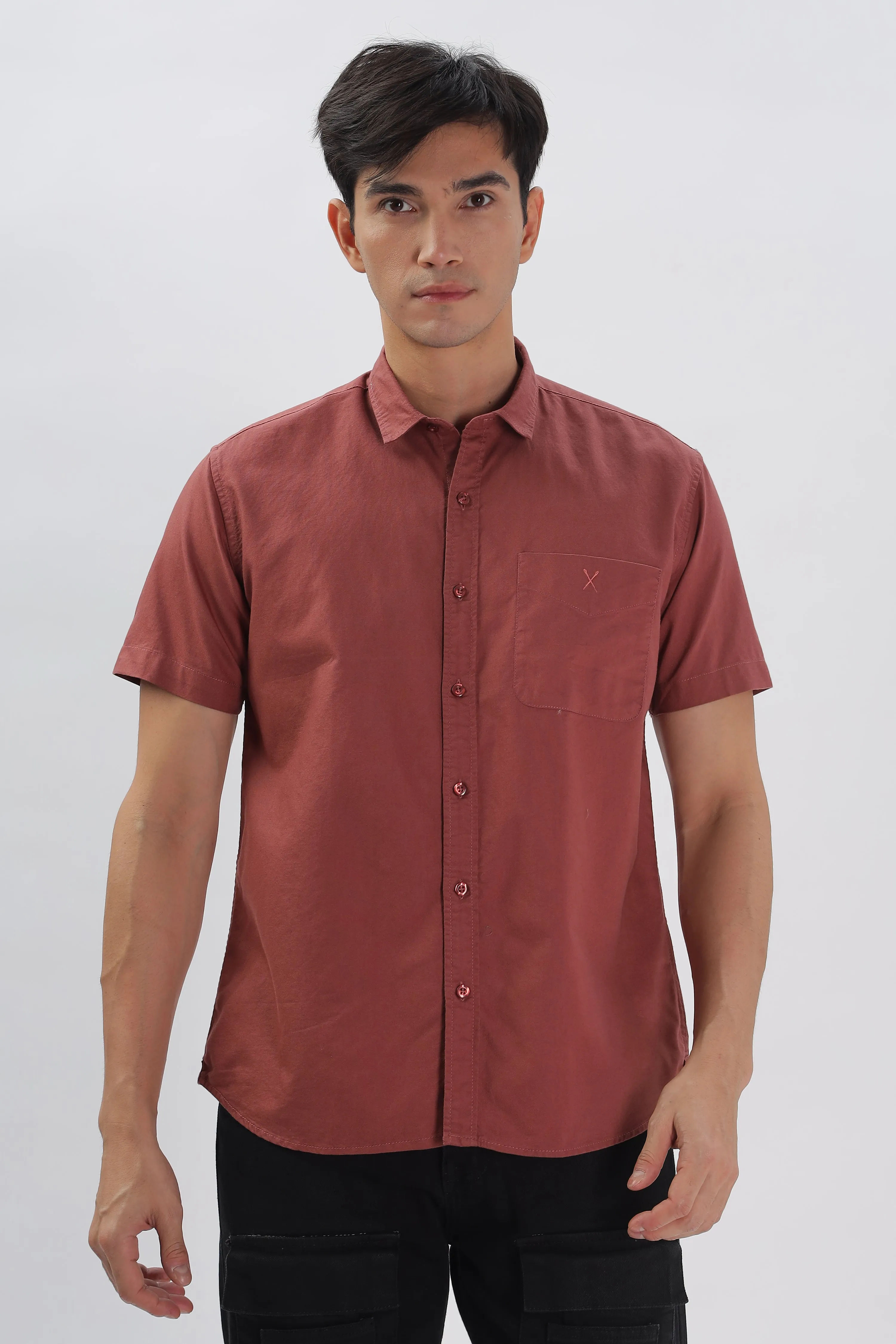 Brick Red Half Sleeve Regular Fit Shirt