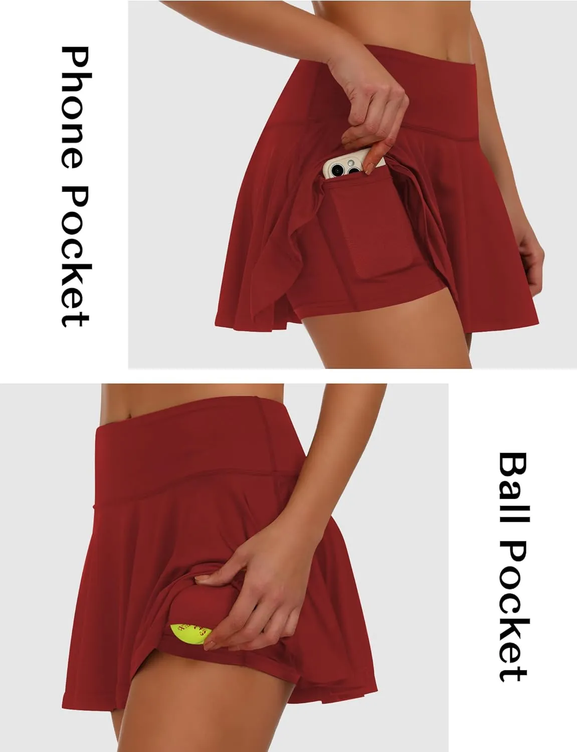 Buauty Tennis Skirts with Pocket Women's High Waisted Athletic Skorts Golf Pleated Skirts for Pickleball Workout Outfits