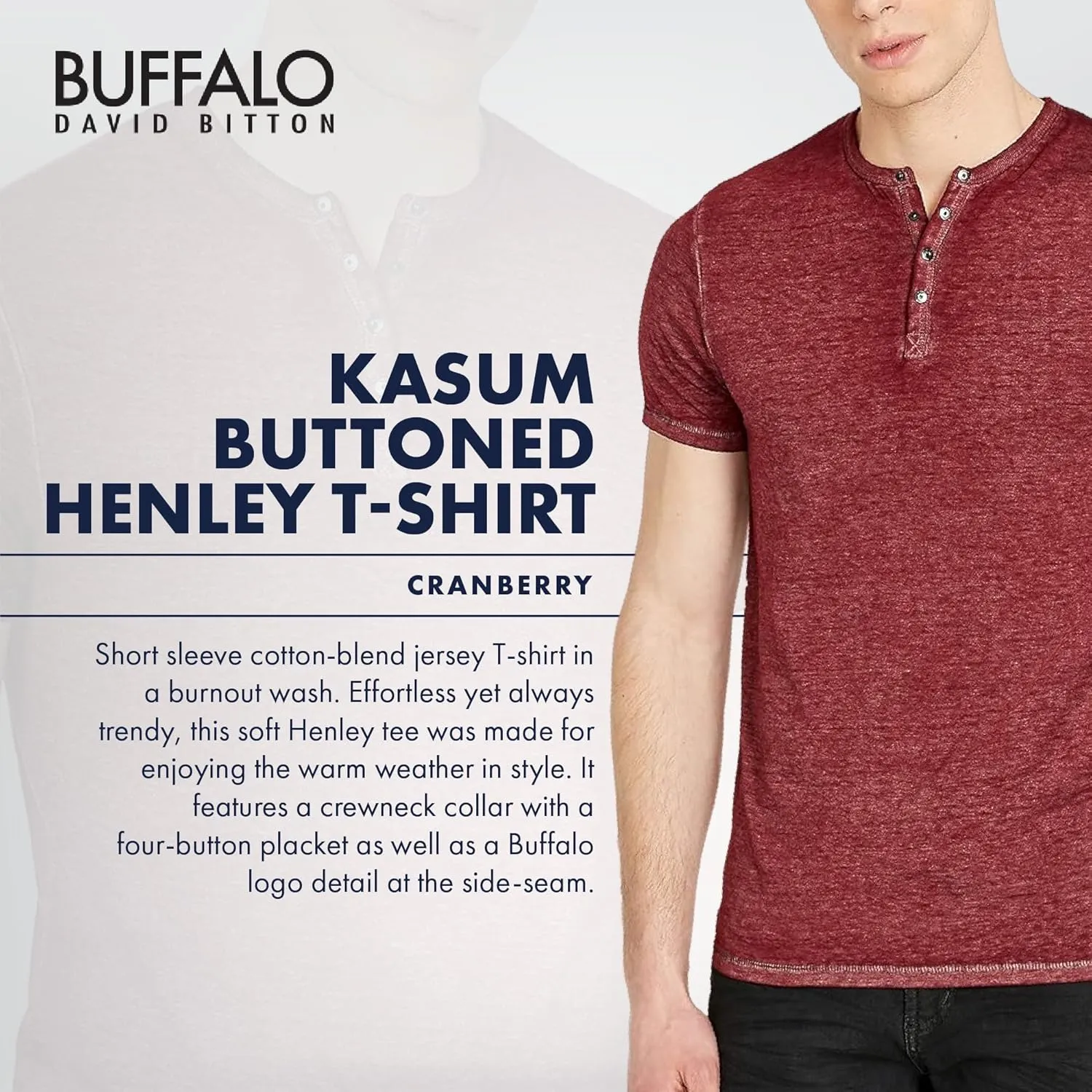 Buffalo David Bitton Men's Short Sleeve Kasum Henley