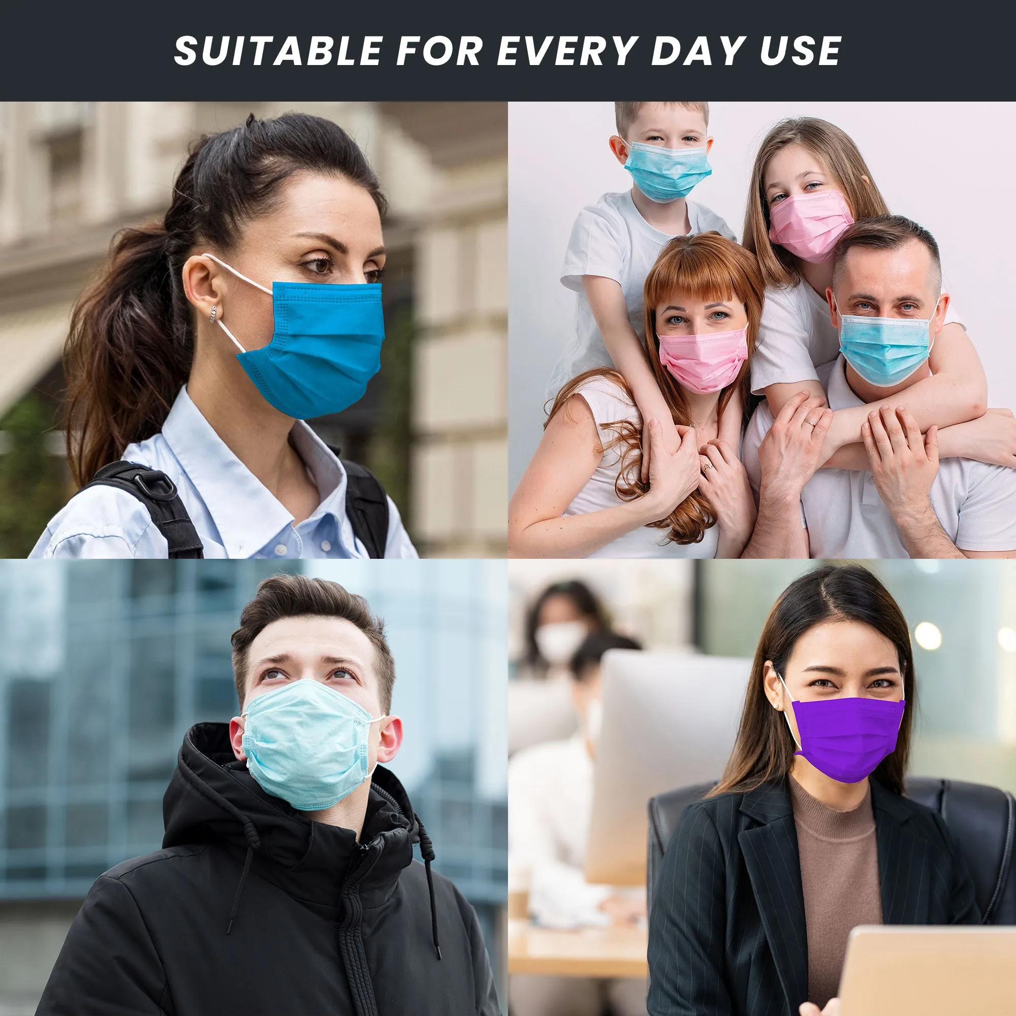 Casaba Face Mask Packs Disposable 3-Ply Filter - Made in USA with Imported Fabric - Teal