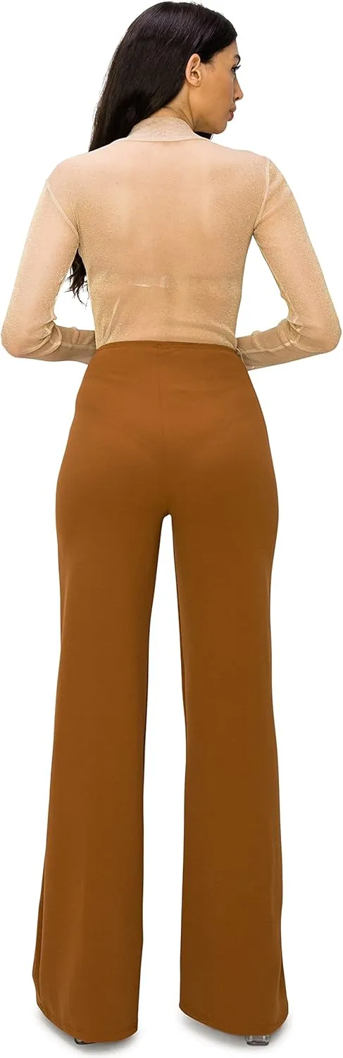 Cemi Ceri Women's High Waist Dress Pants w/Button Decorate