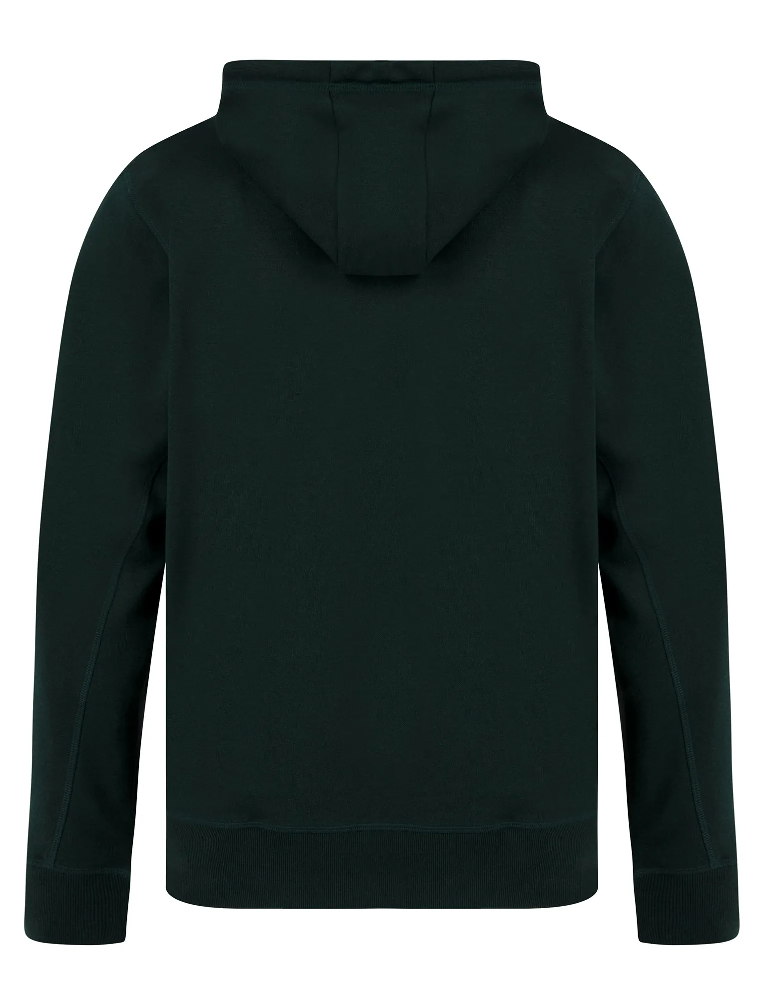 Claude Graphic Motif Brushback Fleece Zip Through Hoodie in Scarab Green - Tokyo Laundry