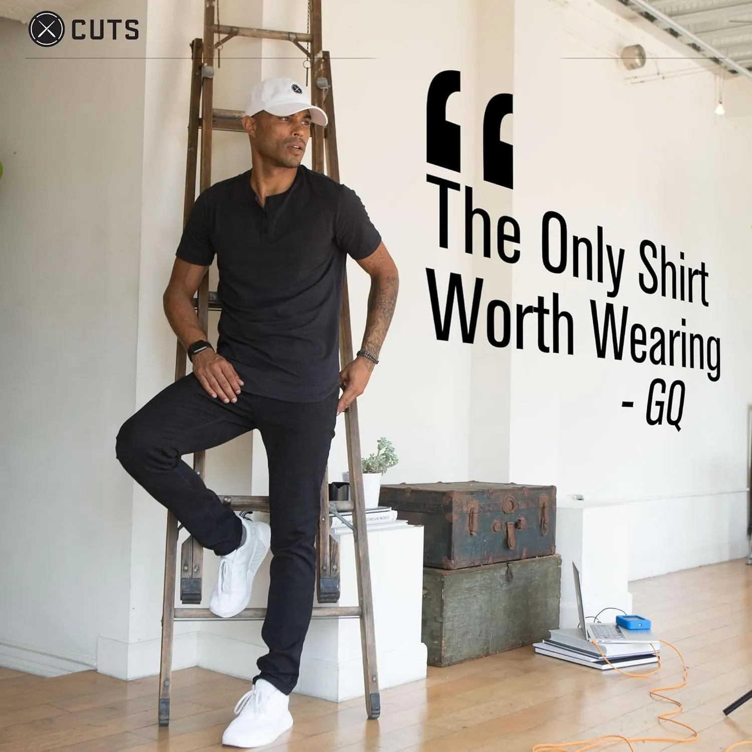 Clothing Men's Premium AO Henley Casual Short Sleeve T-Shirt | Classic Curve-Hem | PYCA Pro Soft Fabric