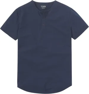 Clothing Men's Premium AO Henley Casual Short Sleeve T-Shirt | Classic Curve-Hem | PYCA Pro Soft Fabric