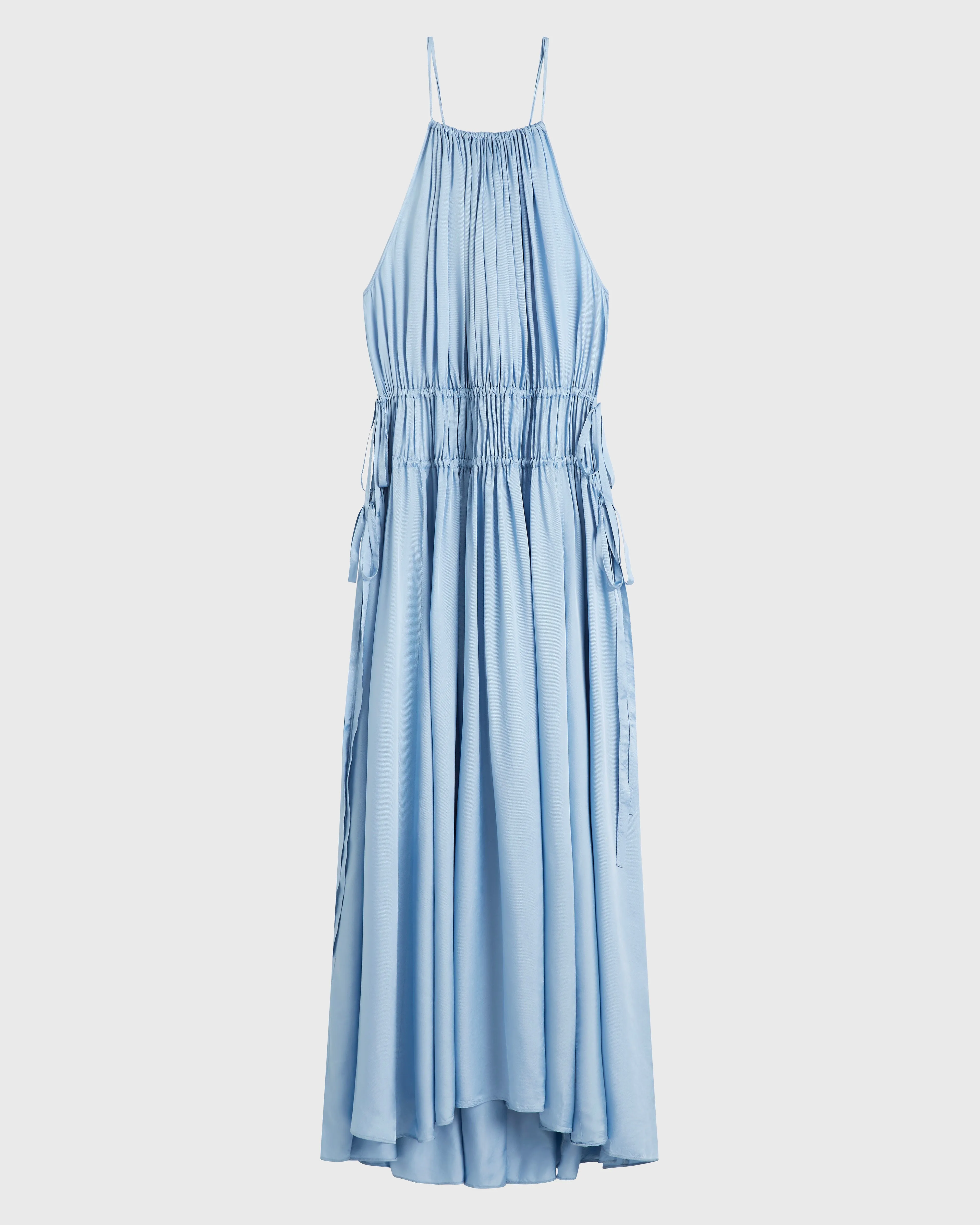Como Tie Gathered Maxi Dress - Sky Blue