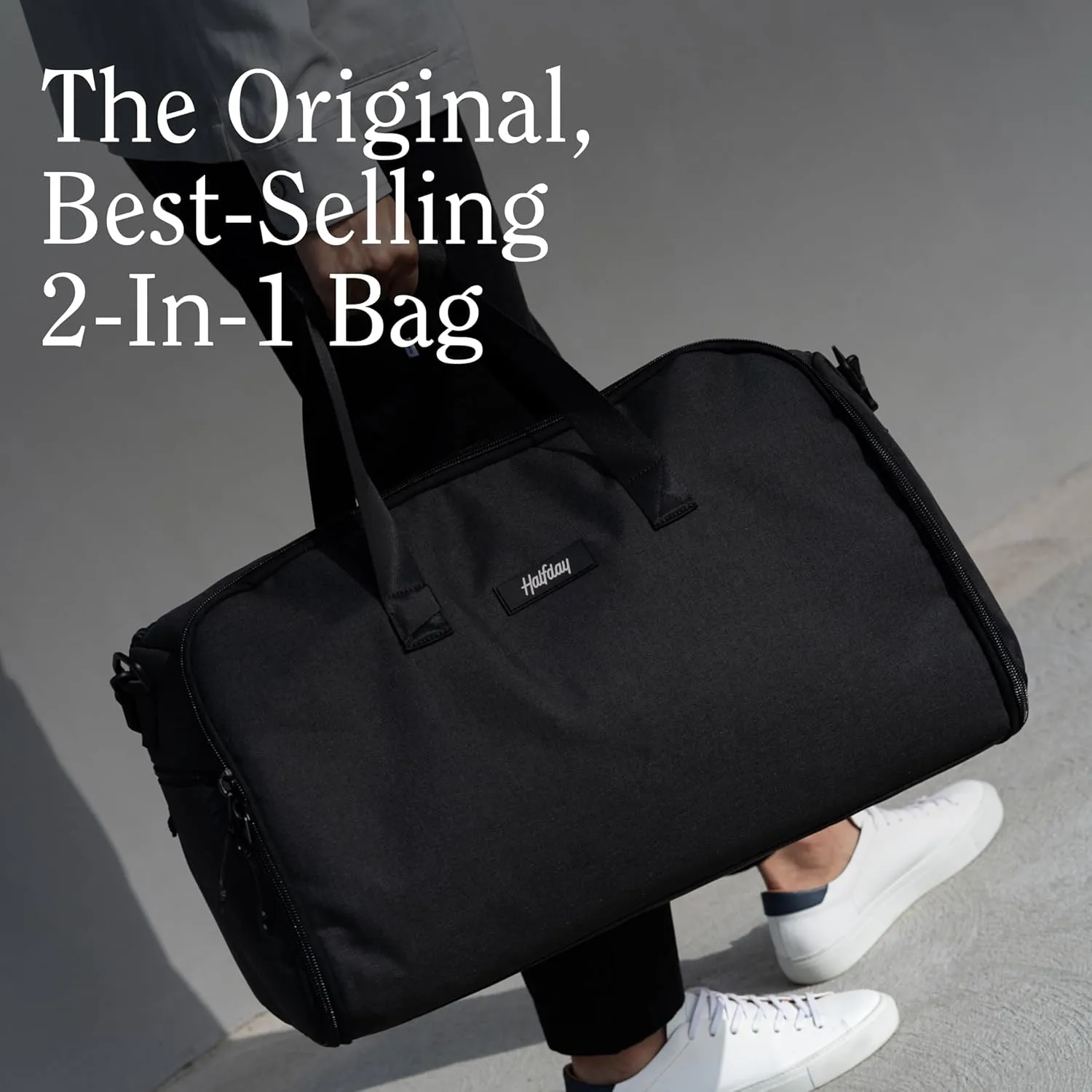 Convertible Garment Duffel Bag 45L  2-in-1 Carry-On Suit Travel Bag with Wrinkle-Free Hanging Compartment, Shoe Pockets & Trolley Sleeve  Weekender for Business Trips, Weddings & Getaways  Shadow