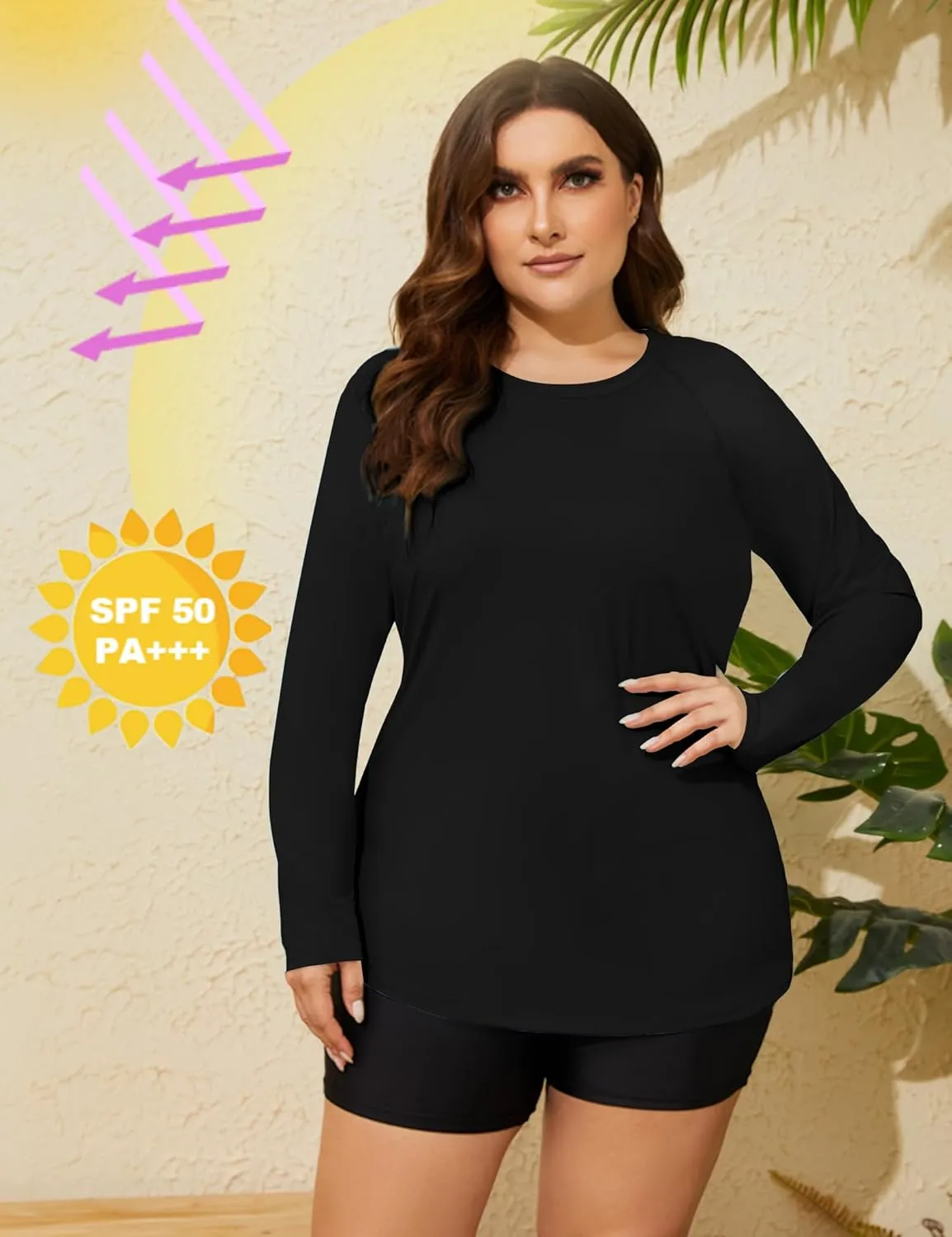 COOTRY Women's Plus Size Sun Shirts UPF 50  UV Protection Long Sleeve Rash Guard Quick Dry Workout Hiking Fishing Swim Shirt