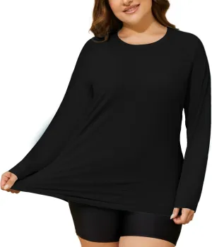 COOTRY Women's Plus Size Sun Shirts UPF 50  UV Protection Long Sleeve Rash Guard Quick Dry Workout Hiking Fishing Swim Shirt