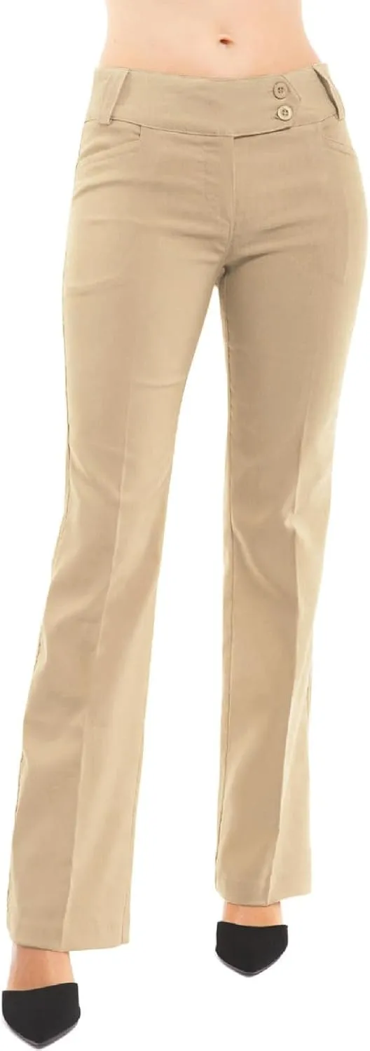 Design by Olivia Women's Ultra Stretch Comfy Millennium Bootcut Dress Pants Work Business Office Trousers