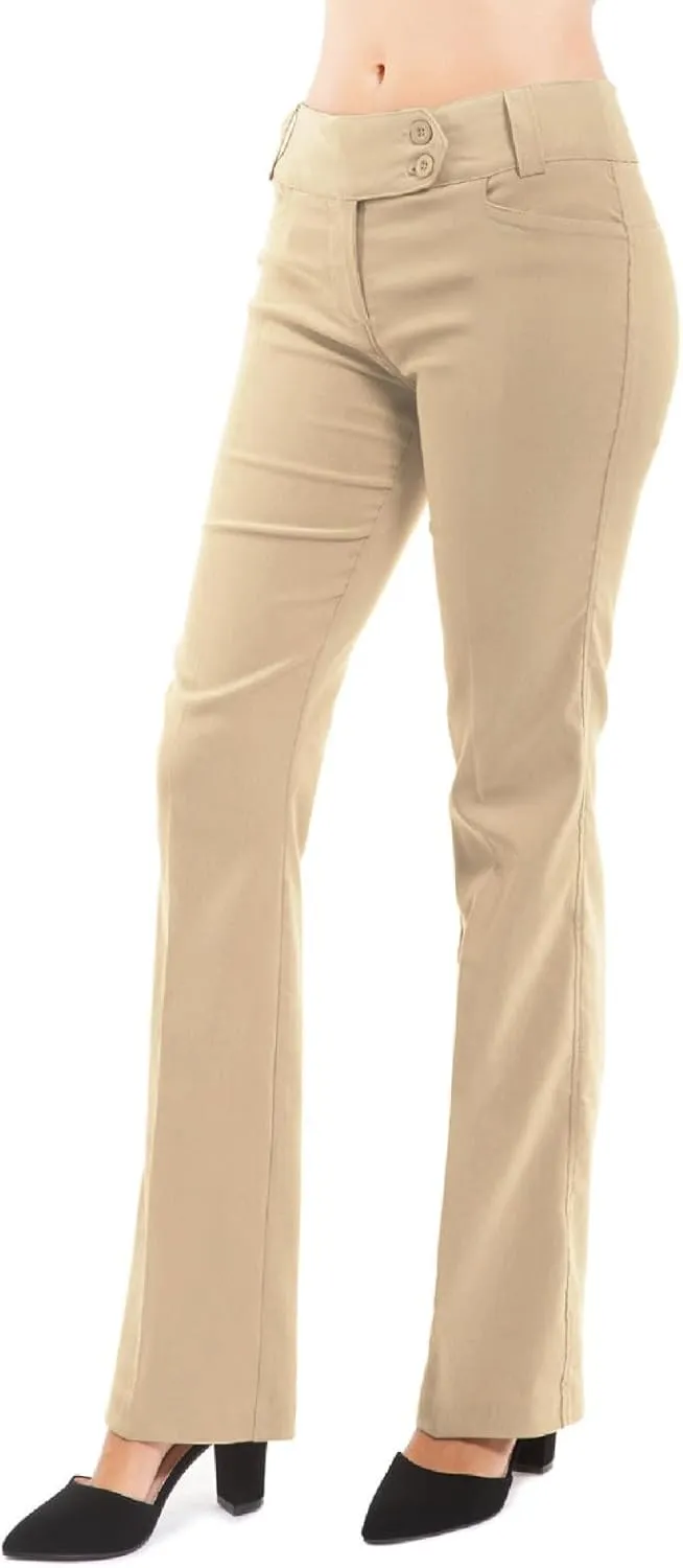 Design by Olivia Women's Ultra Stretch Comfy Millennium Bootcut Dress Pants Work Business Office Trousers