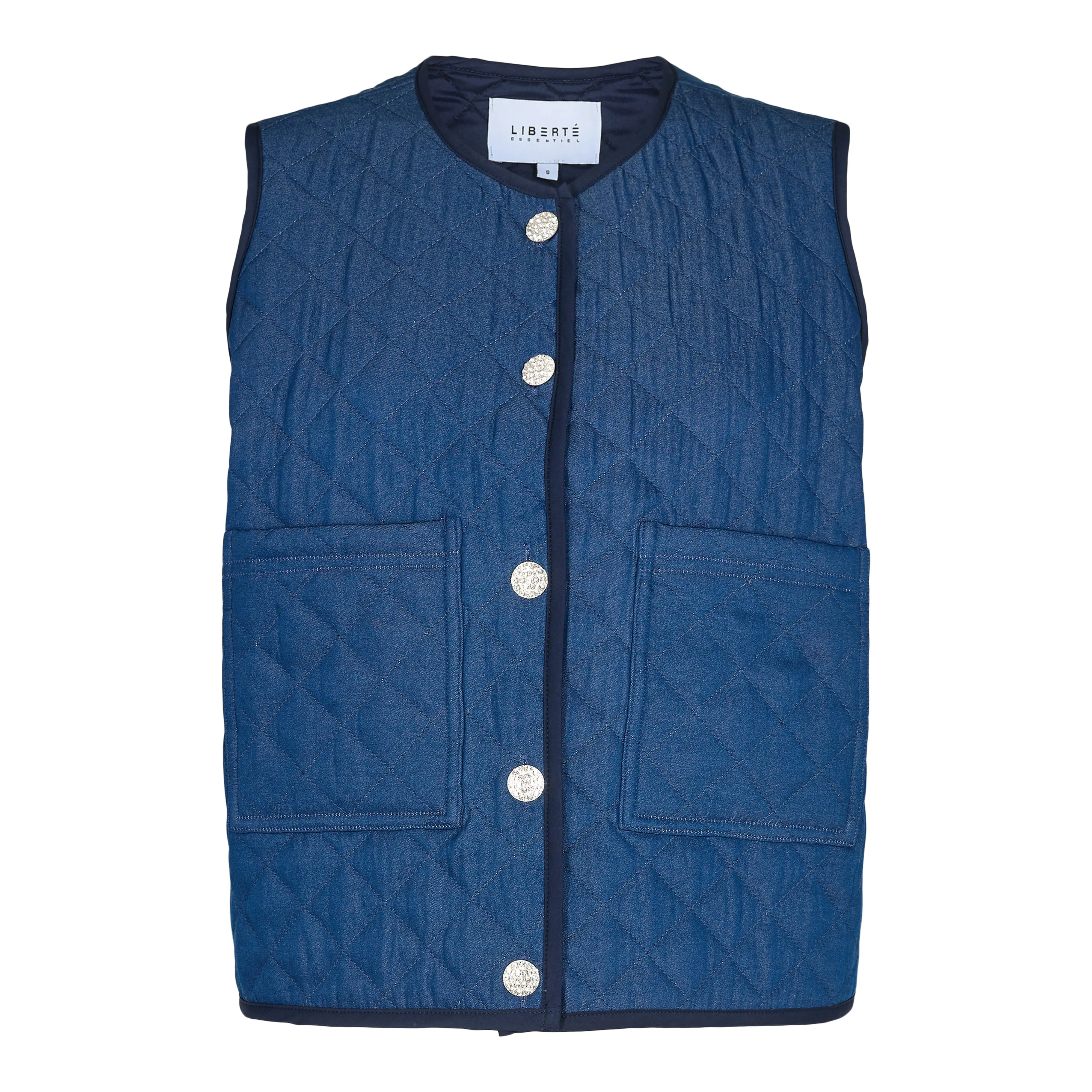 DIBBY-QUILT-VEST - BLUE DENIM
