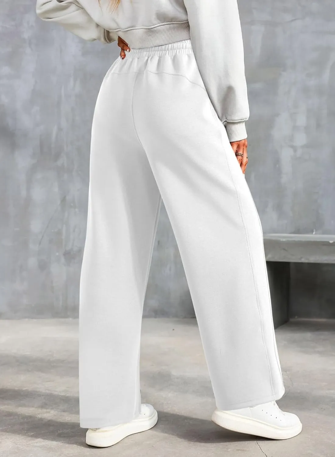 Dokotoo Women's Wide Leg Pants 2024 Flowy Casual Pants Straight Leg Elastic Waisted Stretch Palazzo Pants