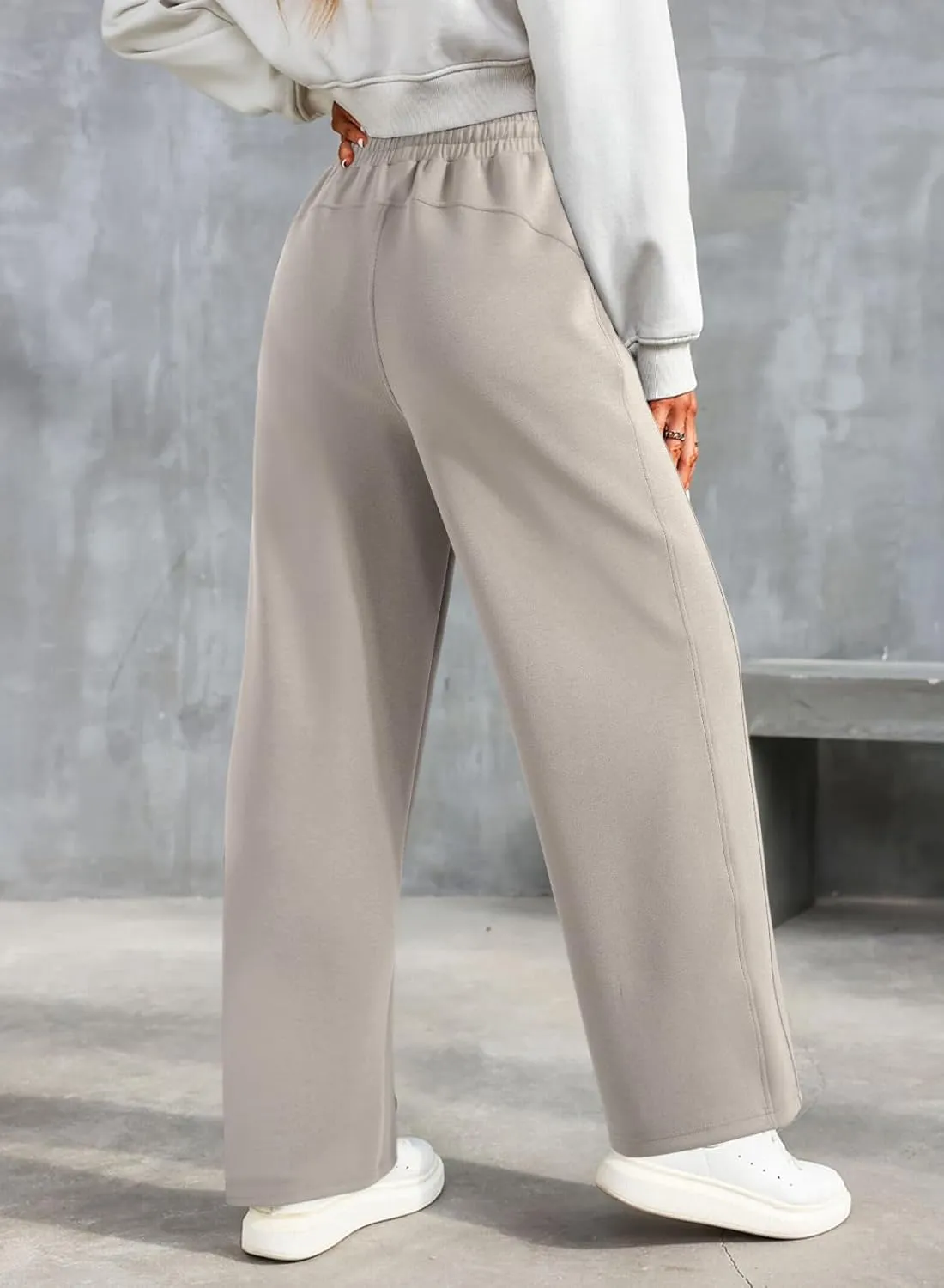 Dokotoo Women's Wide Leg Pants 2024 Flowy Casual Pants Straight Leg Elastic Waisted Stretch Palazzo Pants