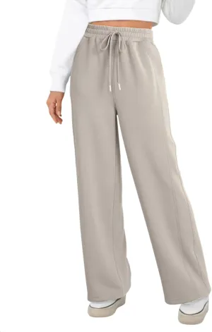 Dokotoo Women's Wide Leg Pants 2024 Flowy Casual Pants Straight Leg Elastic Waisted Stretch Palazzo Pants