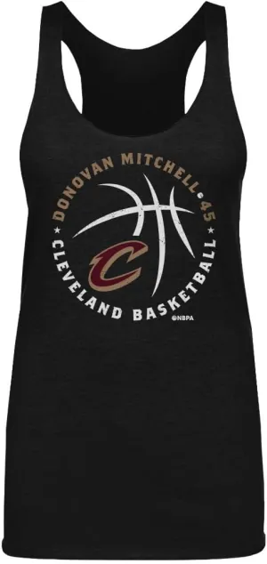Donovan Mitchell Cleveland Cavaliers Women's Tank Top - Donovan Mitchell Cleveland Cavaliers Player Ball WHT