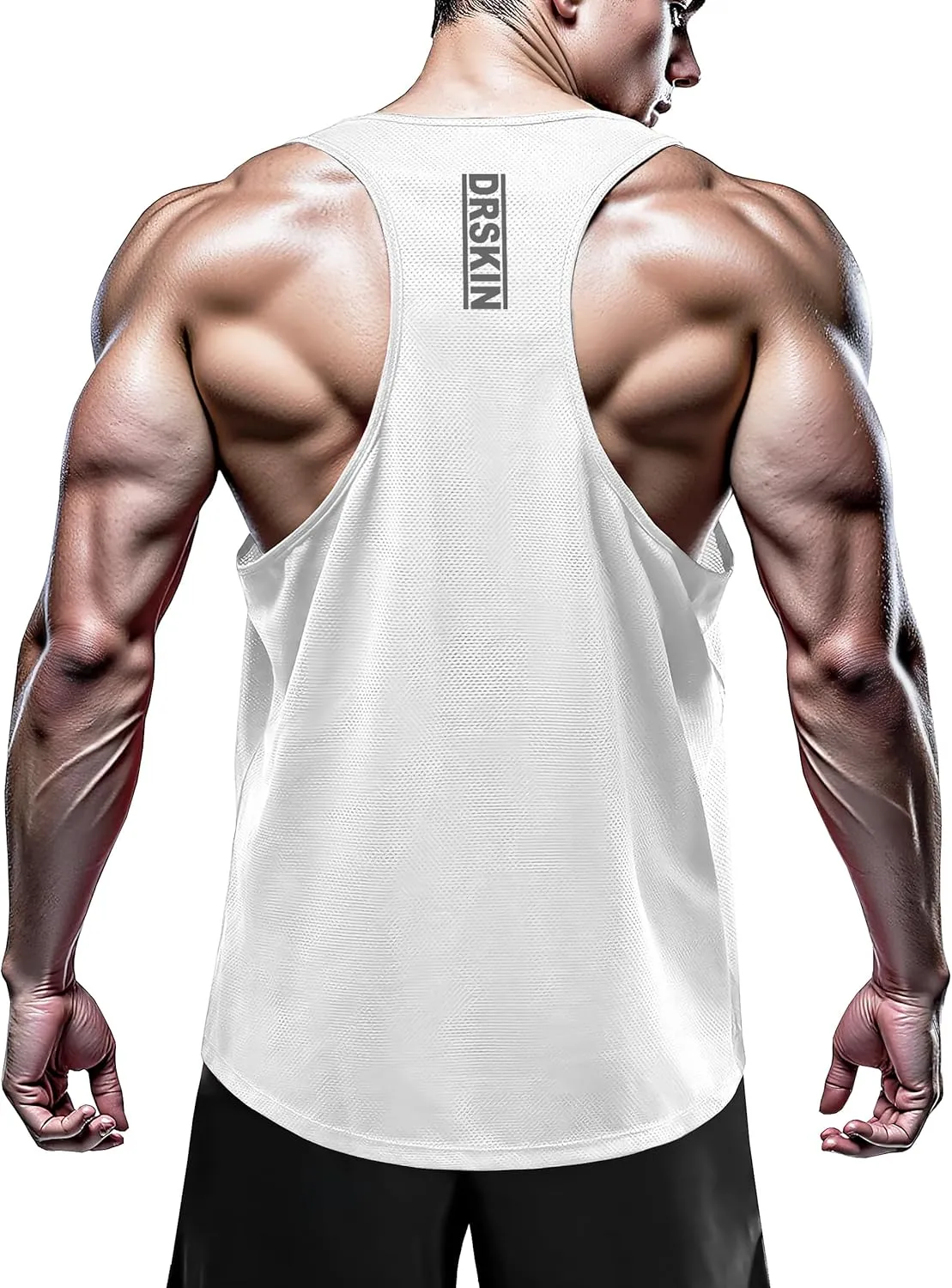 DRSKIN Men's 4, 3 or 1 Pack Tank Tops Sleeveless Shirts Y-Back Muscle Mesh Gym Training Athletic Workout Dry Fit