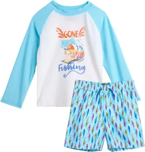 Eddie Bauer Toddler Boys' Rash Guard Set - 2 Piece UPF 50  Quick Dry Swim Shirt and Trunks - Baby Boy Swimsuit (Sizes: 2T-4T)
