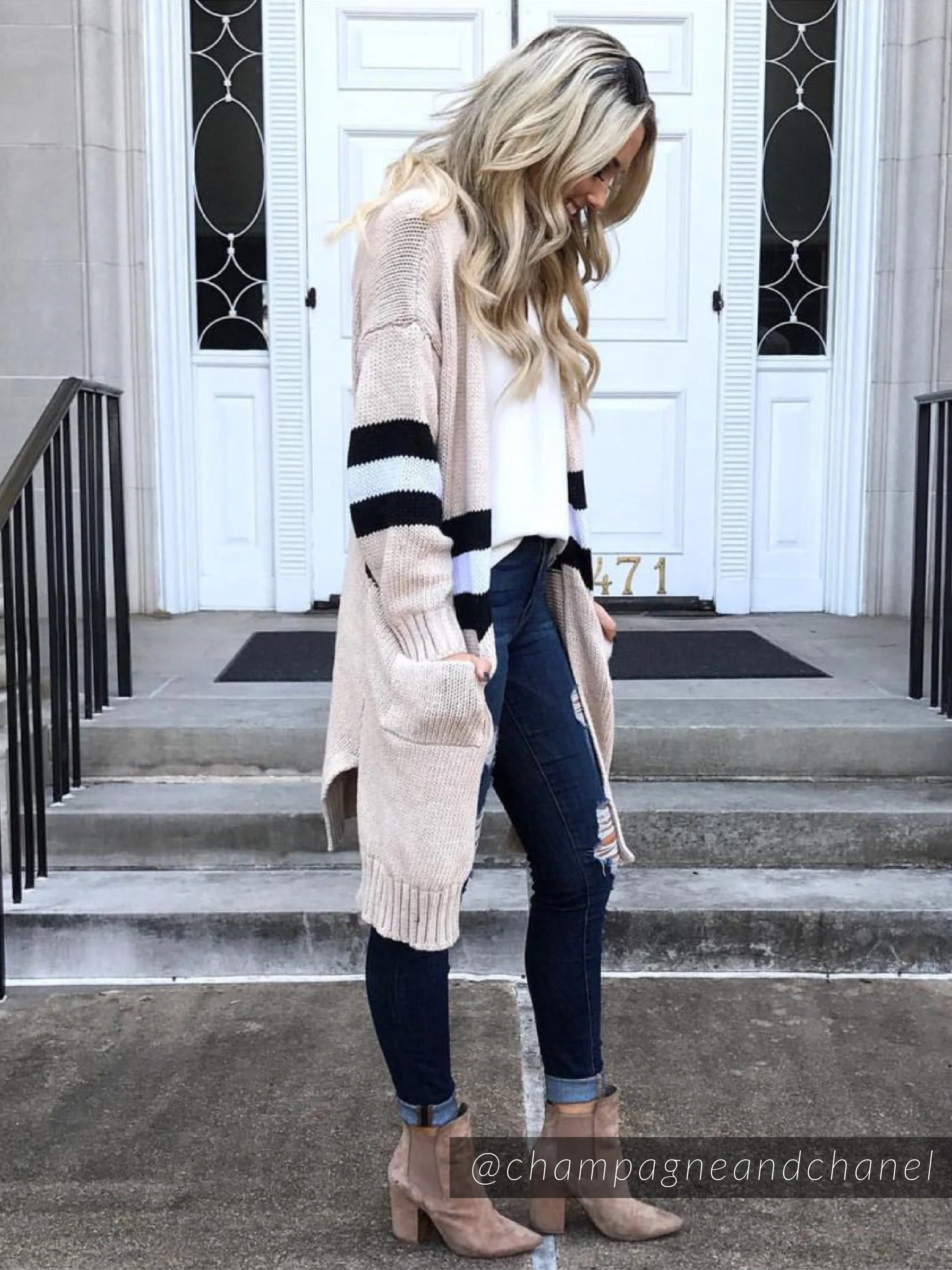 'Estrella' Stripe Colorblock Cardigan