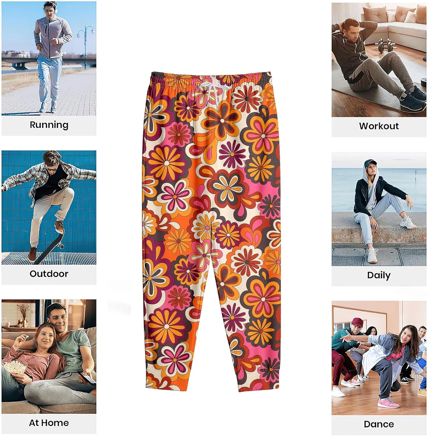 Fashion 80s Style Jogger Sweatpants Mens Funny Joggers Pants Casual Track Pants 90s Outfit for Men Sports Athletic