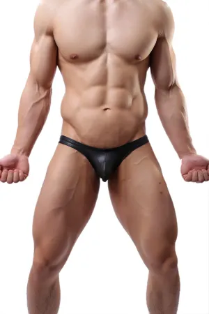 Fashion Sexy Lingerie Men's Underwear Faux Leather Briefs Shorts Pants#c3