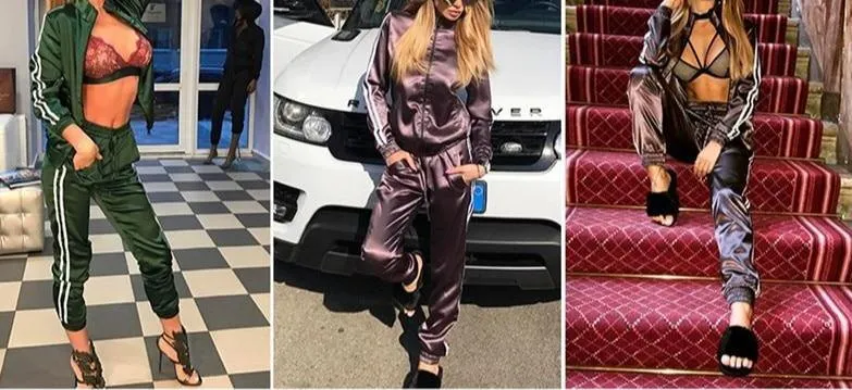 FashionSierra - Women's fashion tracksuit zipper sweatshirt and pants set for fall/winter