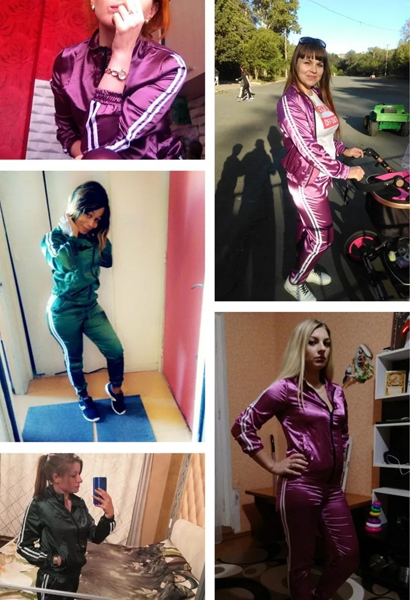 FashionSierra - Women's fashion tracksuit zipper sweatshirt and pants set for fall/winter