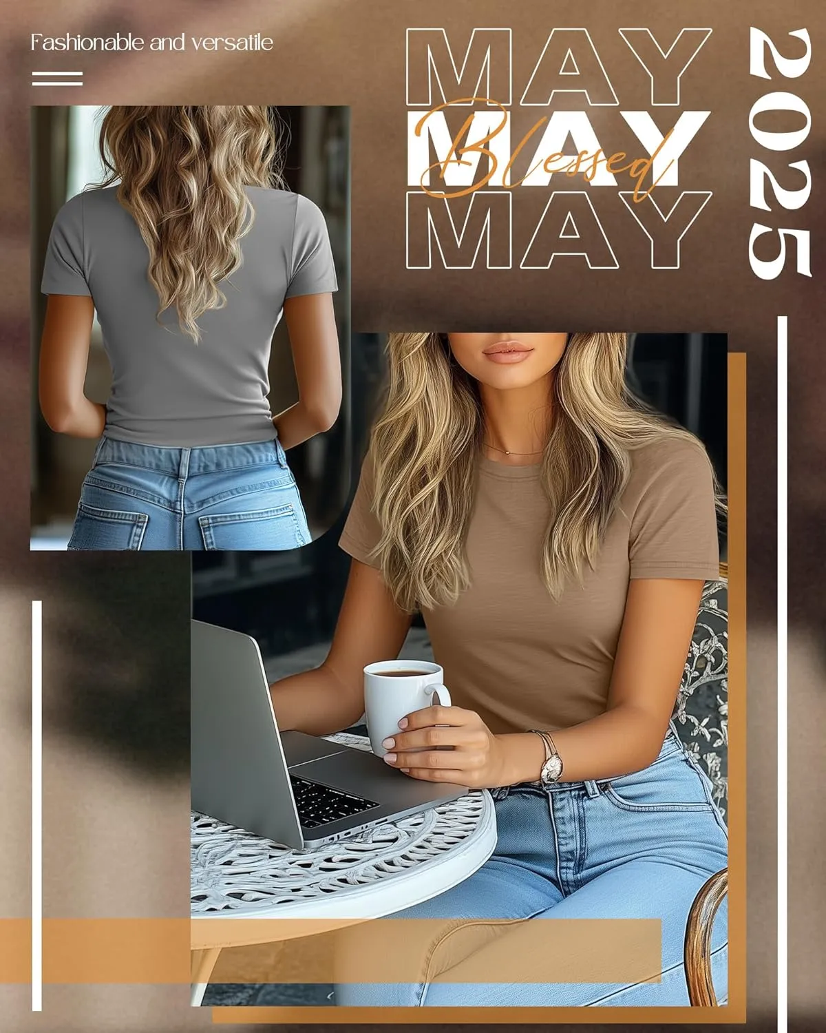 Ficerd 4 Pack Women's Short Sleeve T Shirts Cotton Crew Neck Slim Fitted Tops Basic Casual Shirts Stretchy Going Out Tees
