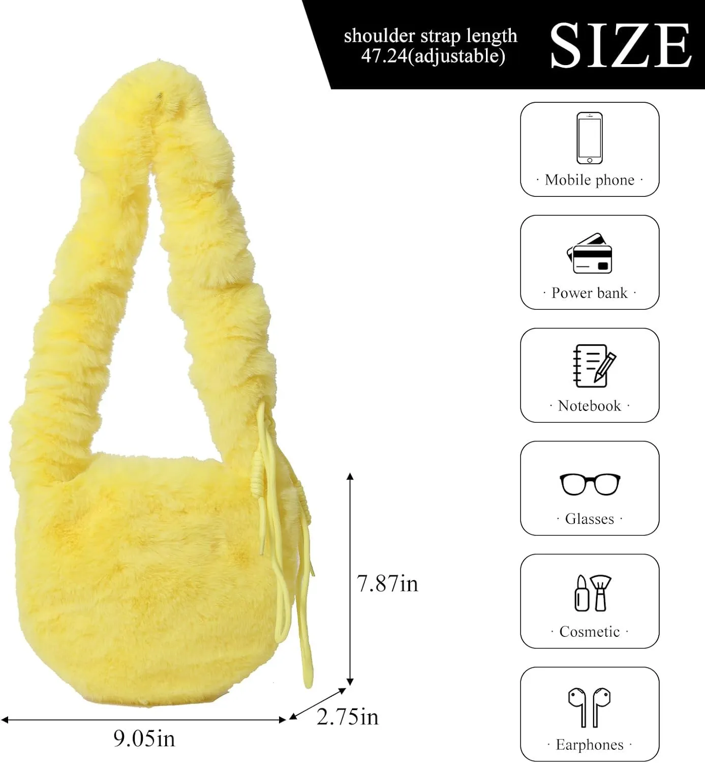 Fluffy Shoulder Bag, Winter Furry Tote Bag Faux Fur Purse Cloud Bag Fuzzy Handbags for Women