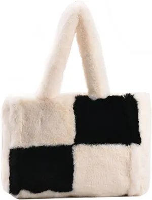 Fluffy Tote Bags Winter Furry Purse for Women Y2K Faux Fur Bag Fuzzy Shoulder Handbag