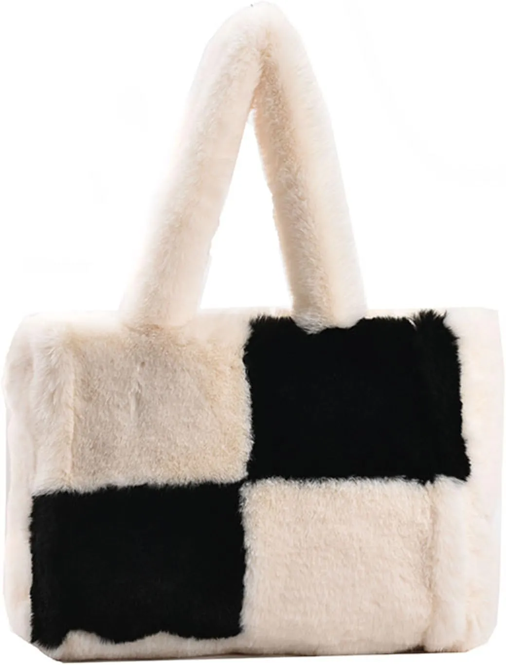Fluffy Tote Bags Winter Furry Purse for Women Y2K Faux Fur Bag Fuzzy Shoulder Handbag