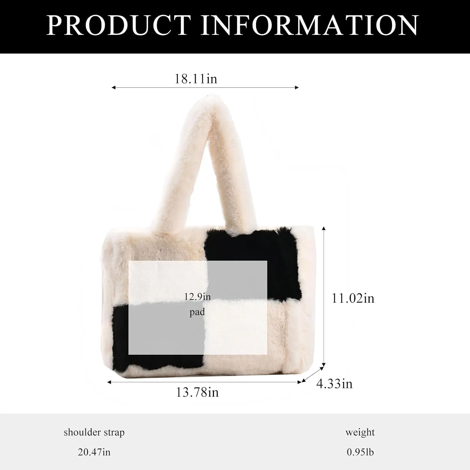 Fluffy Tote Bags Winter Furry Purse for Women Y2K Faux Fur Bag Fuzzy Shoulder Handbag