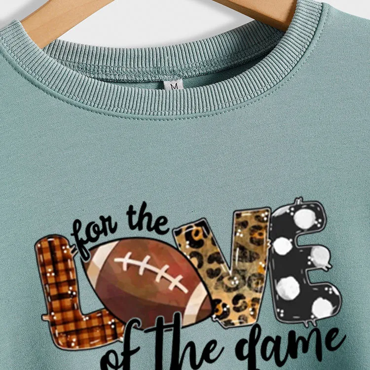 For The Love of The Game Lettered Leopard Print Rugby Sweatshirt