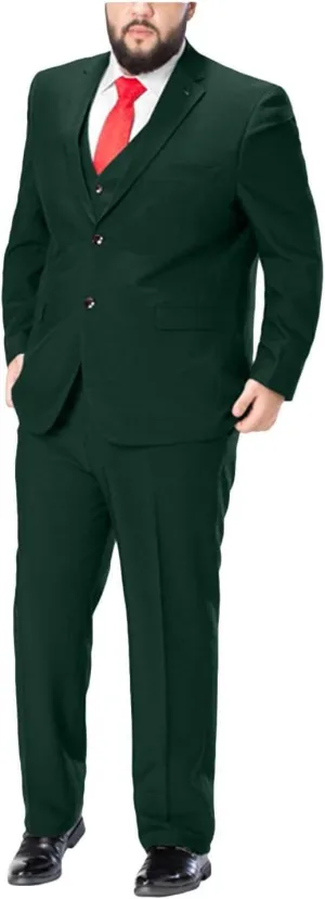 GATMSTZ Men's Formal Big Tall 3 Pieces Suit 2 Buttons Wedding Jacket Vest Pants
