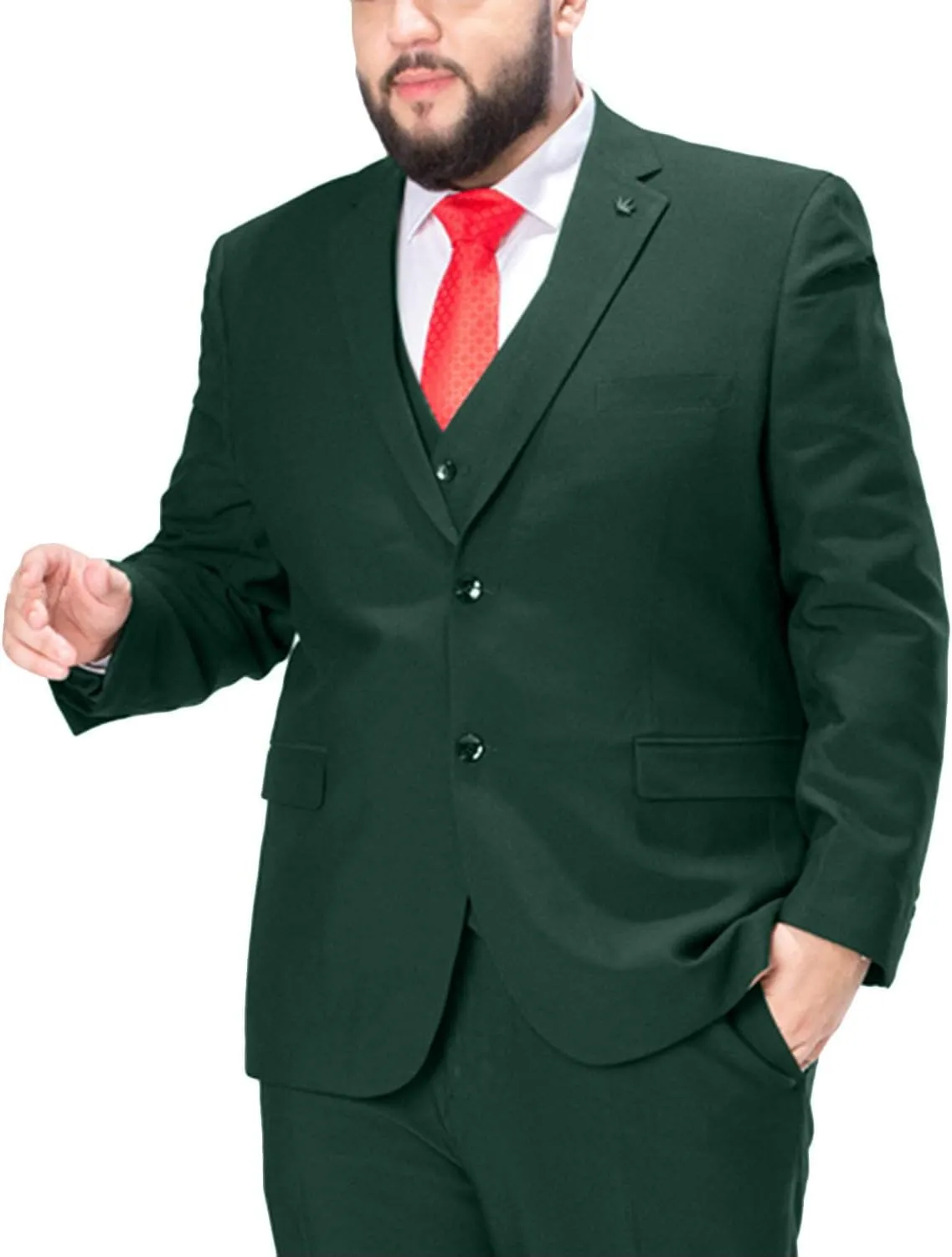 GATMSTZ Men's Formal Big Tall 3 Pieces Suit 2 Buttons Wedding Jacket Vest Pants