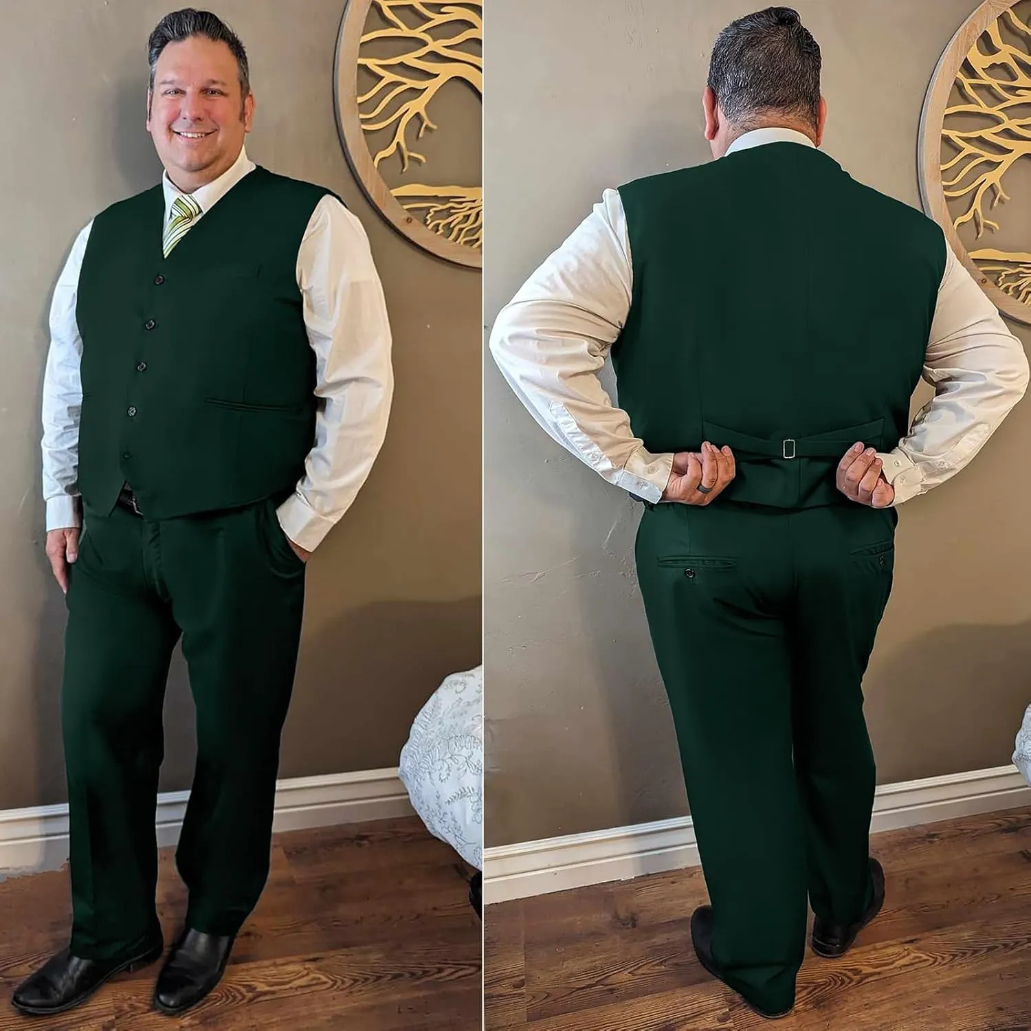 GATMSTZ Men's Formal Big Tall 3 Pieces Suit 2 Buttons Wedding Jacket Vest Pants