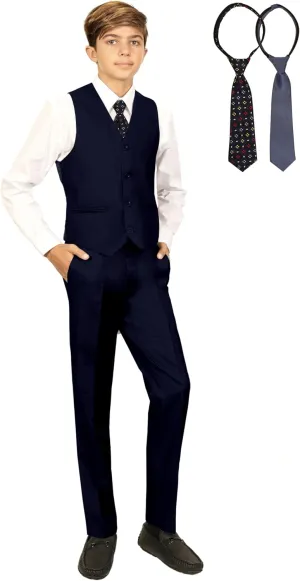Gioberti 5 Piece Boys Formal Vest, Pants, Dress Shirt & Tie Set