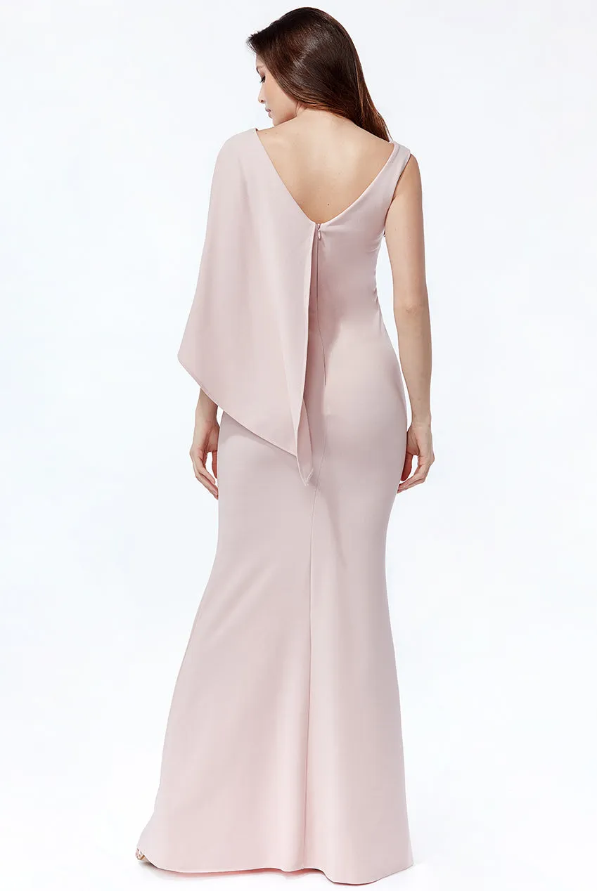 Goddiva Bow Shoulder Drape Maxi Dress