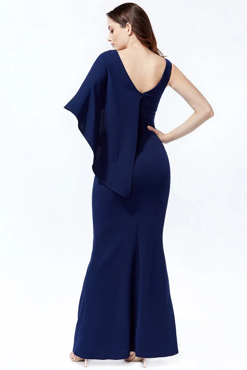 Goddiva Bow Shoulder Drape Maxi Dress