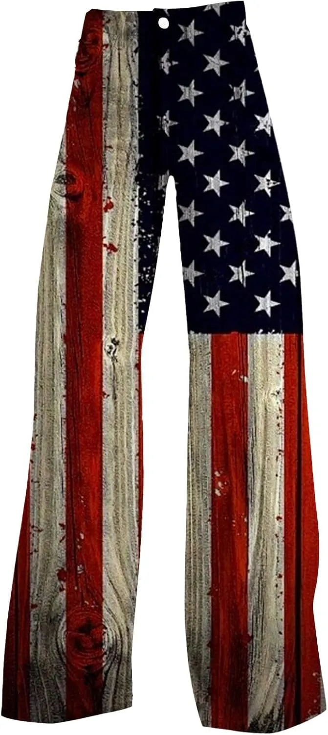 GOKKILRW Wide Leg Pants Woman High Waist Floral Patterned Pants Lightweight Loose Fit Casual Colorful Trouser Imitation Jeans