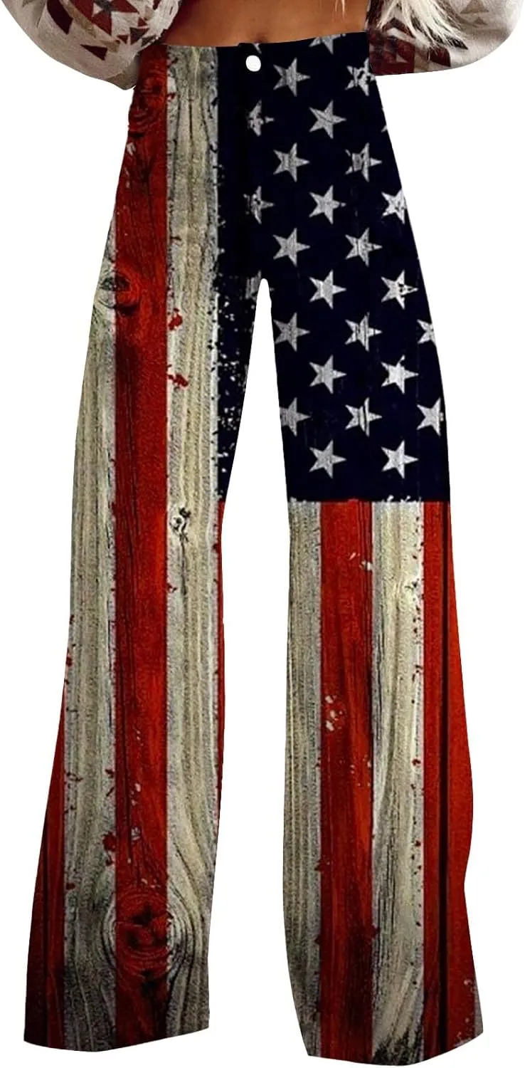 GOKKILRW Wide Leg Pants Woman High Waist Floral Patterned Pants Lightweight Loose Fit Casual Colorful Trouser Imitation Jeans
