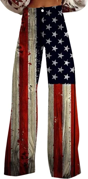 GOKKILRW Wide Leg Pants Woman High Waist Floral Patterned Pants Lightweight Loose Fit Casual Colorful Trouser Imitation Jeans
