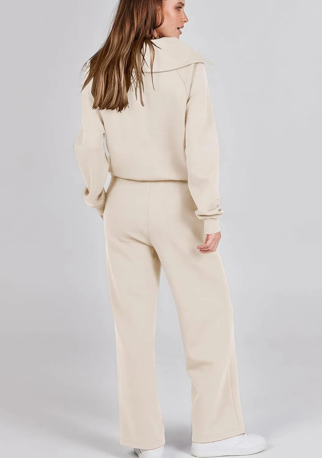 GORIFE Women's 2 Piece Lounge Set Lapel Fall Outfits Long Sleeve Tracksuit Half Zip Sweatsuit Matching Set