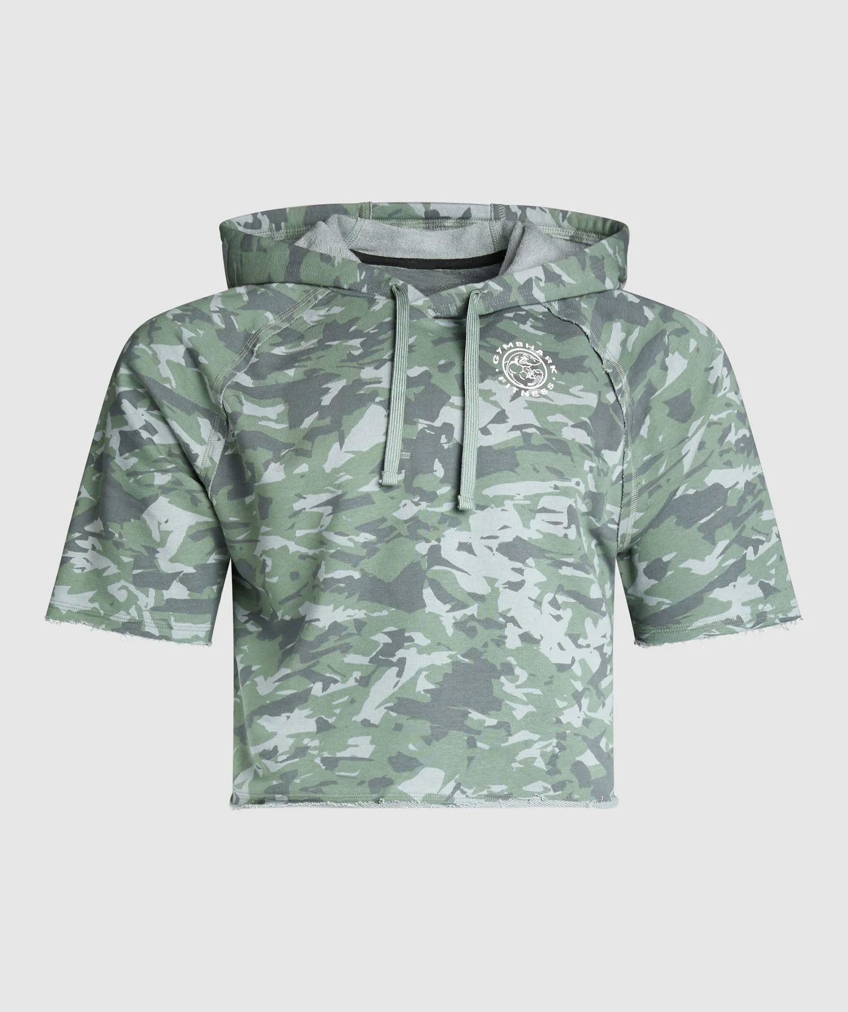 Gymshark Legacy Short Sleeve Crop Hoodie - Unit Green