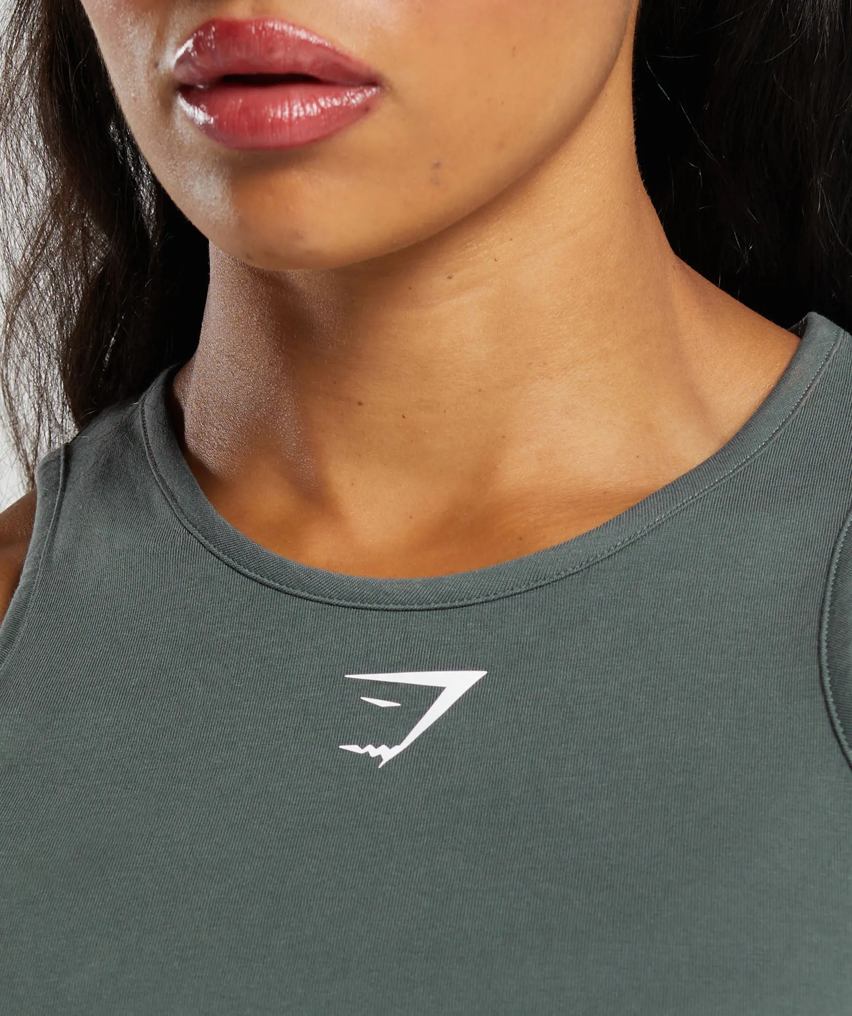Gymshark Lifting Essential Cotton Crop Tank - Slate Teal
