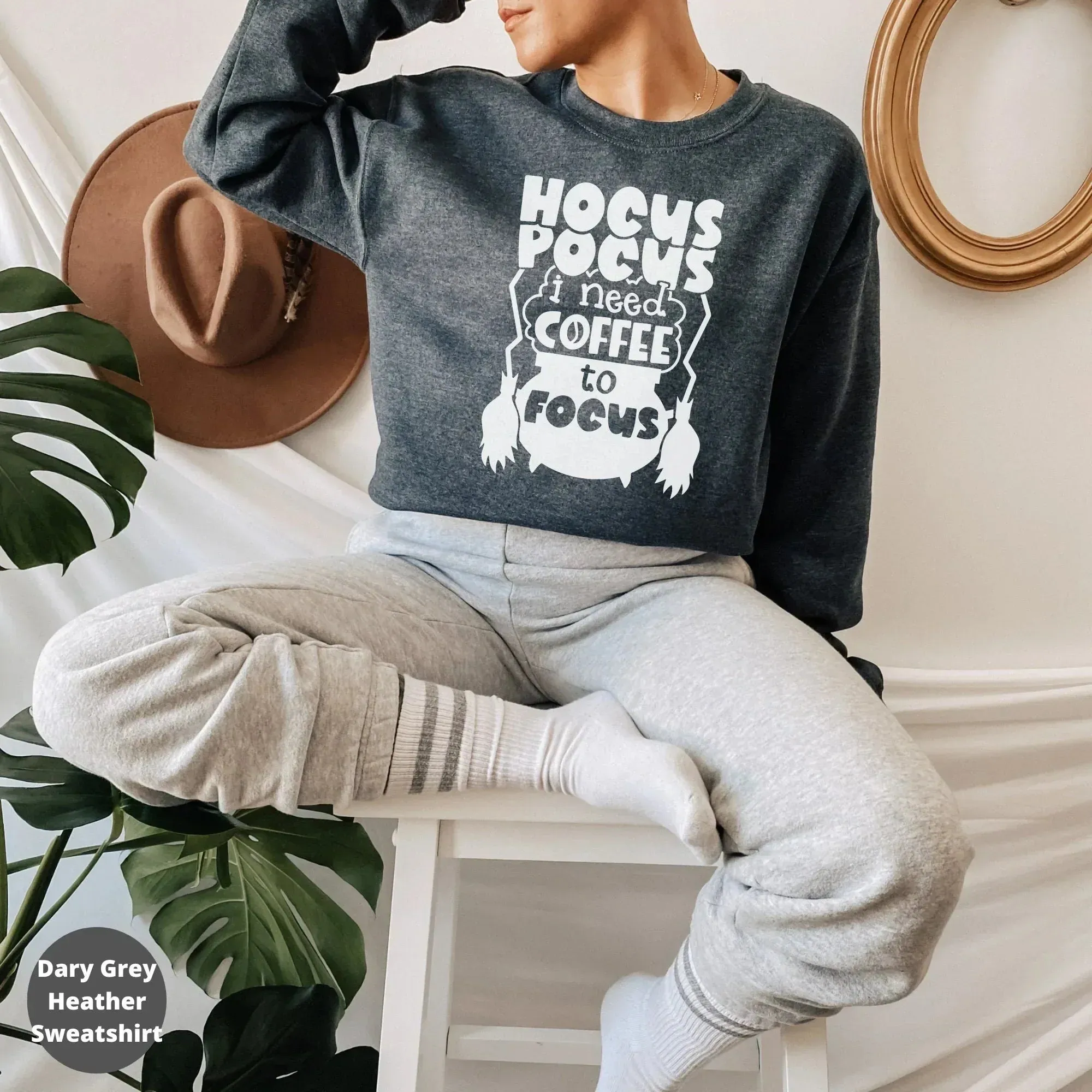 Halloween Sweatshirt, Hocus Pocus Coffee Focus Halloween Crewneck, Funny Party TShirt, Cute Women's Hoodie, Witch Shirt, Hocus Pocus Shirt