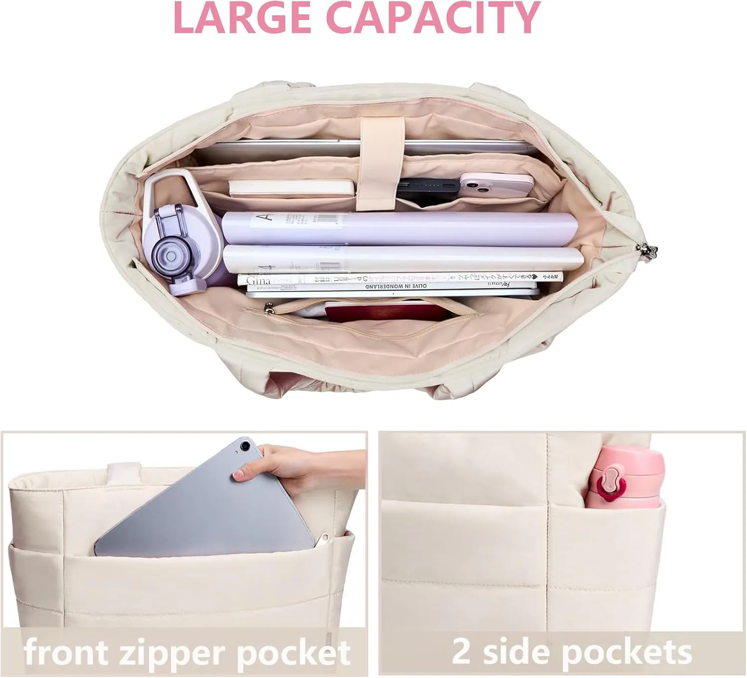 Handbags and Purses for Women Vegan Leather Tote Bag with Zipper Compartments Womens Shoulder Crossbody Satchel Bags