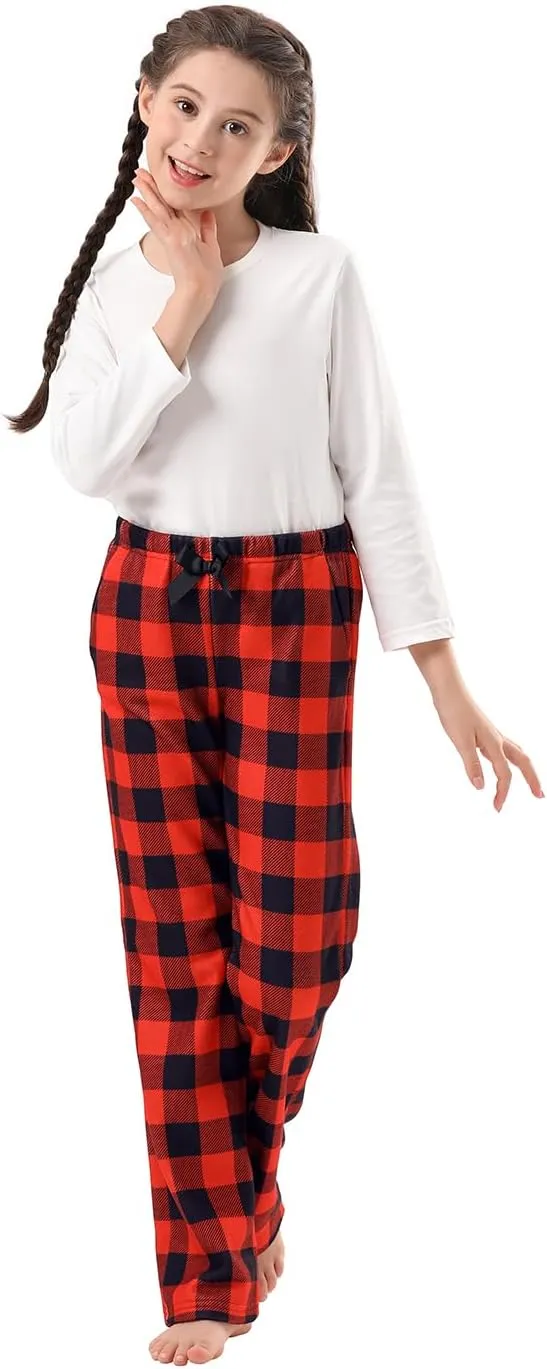 HDE Girl's Fleece Pajama Pants Kids Sleepwear Fuzzy Plush PJ Bottoms w/Pockets